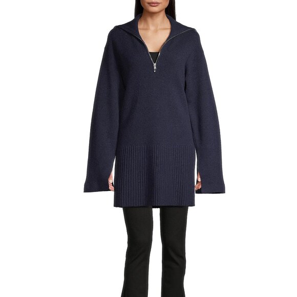 Modern Citizen Milly Quarter Zip Sweater Dress Navy XL - Picture 3 of 3